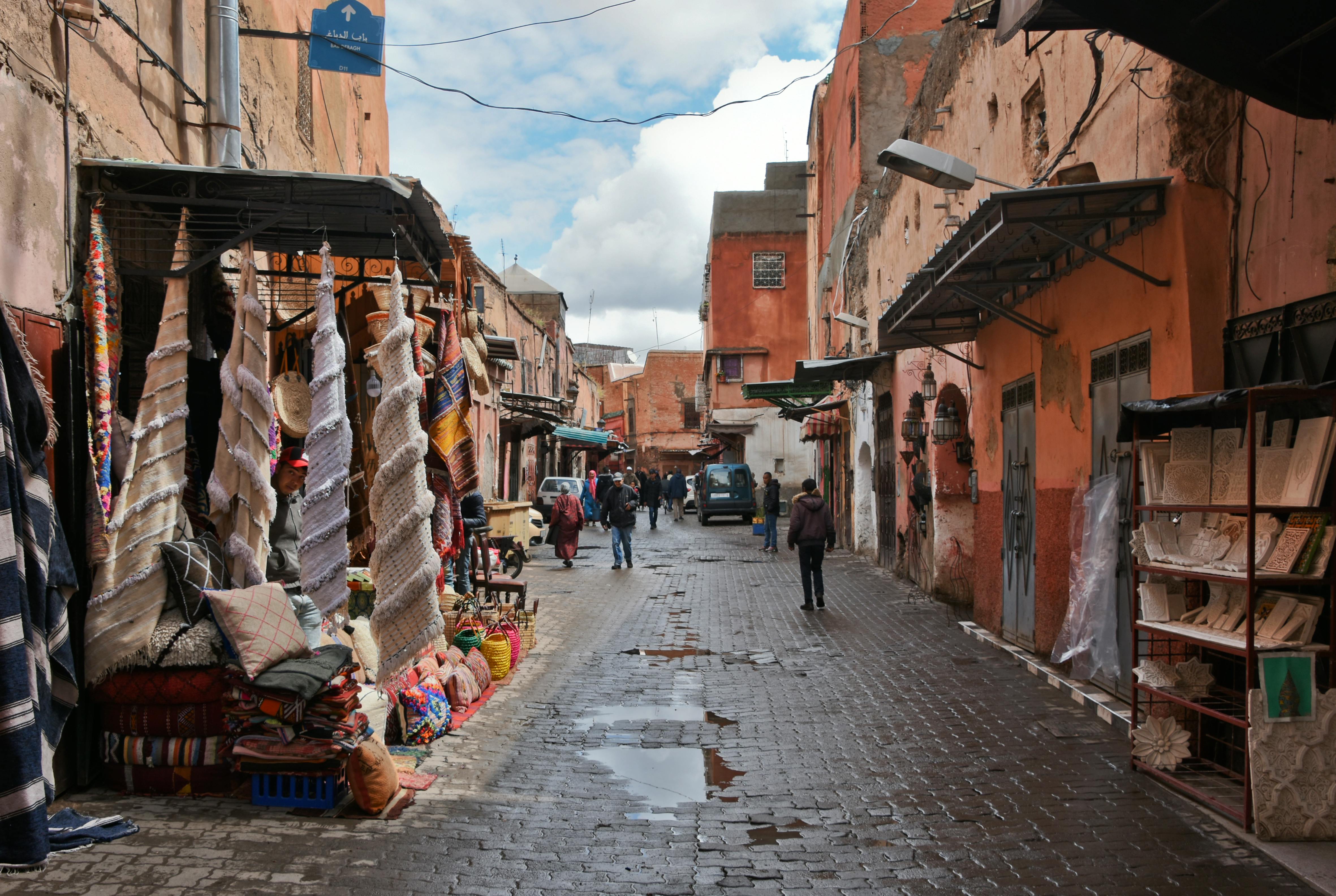 Vibrant Marrakech cityscape with markets and historic sites